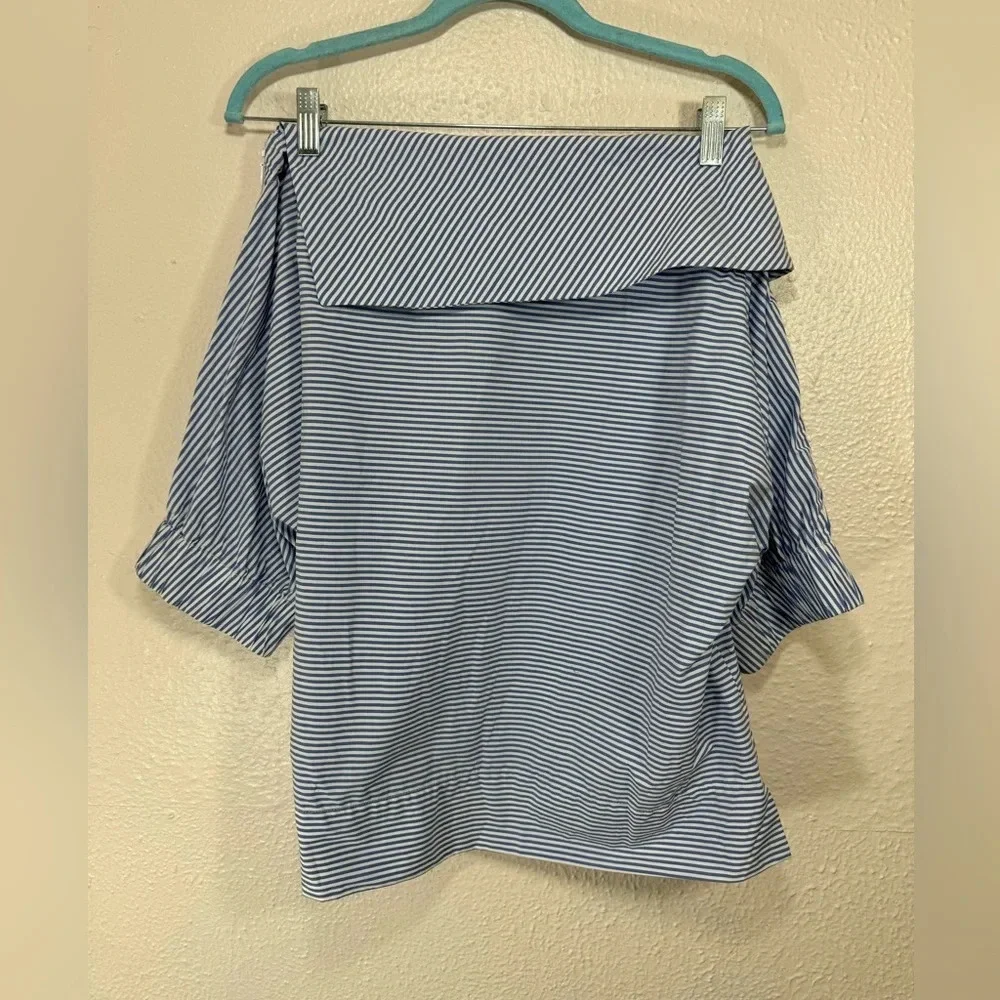 Finley Skipper Striped Nautical Poplin Top Women’s Medium - Picture 6 of 11